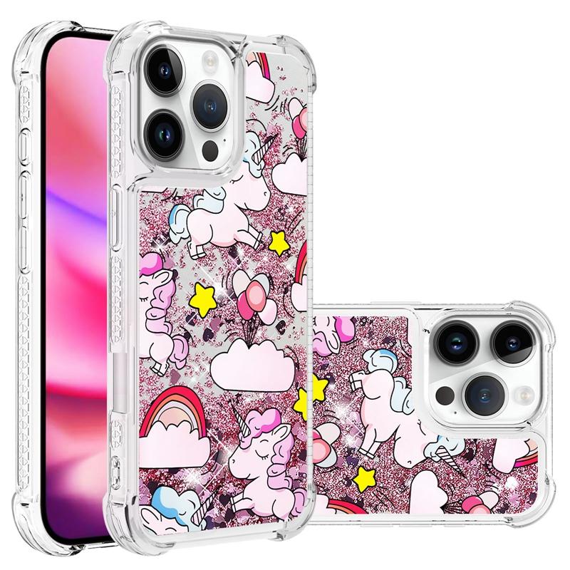 Für iPhone 16 Pro Max Hülle Cartoon Glitzer Treibsand Flüssigabdeckung auf für iPhone 16 Pro Plus 16Pro Max 16ProMax Handyhülle Funda