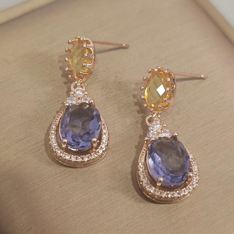 

Фиолетовые серьги с цирконием для женщин, новинка 2023 года, модные ювелирные аксессуары для свадьбы, помолвки и вечеринки фиолетовый