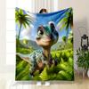 Cute Dinosaur in Tropical Paradise print blanket soft and cozy perfect for the living room bed sofa or a nap,gift