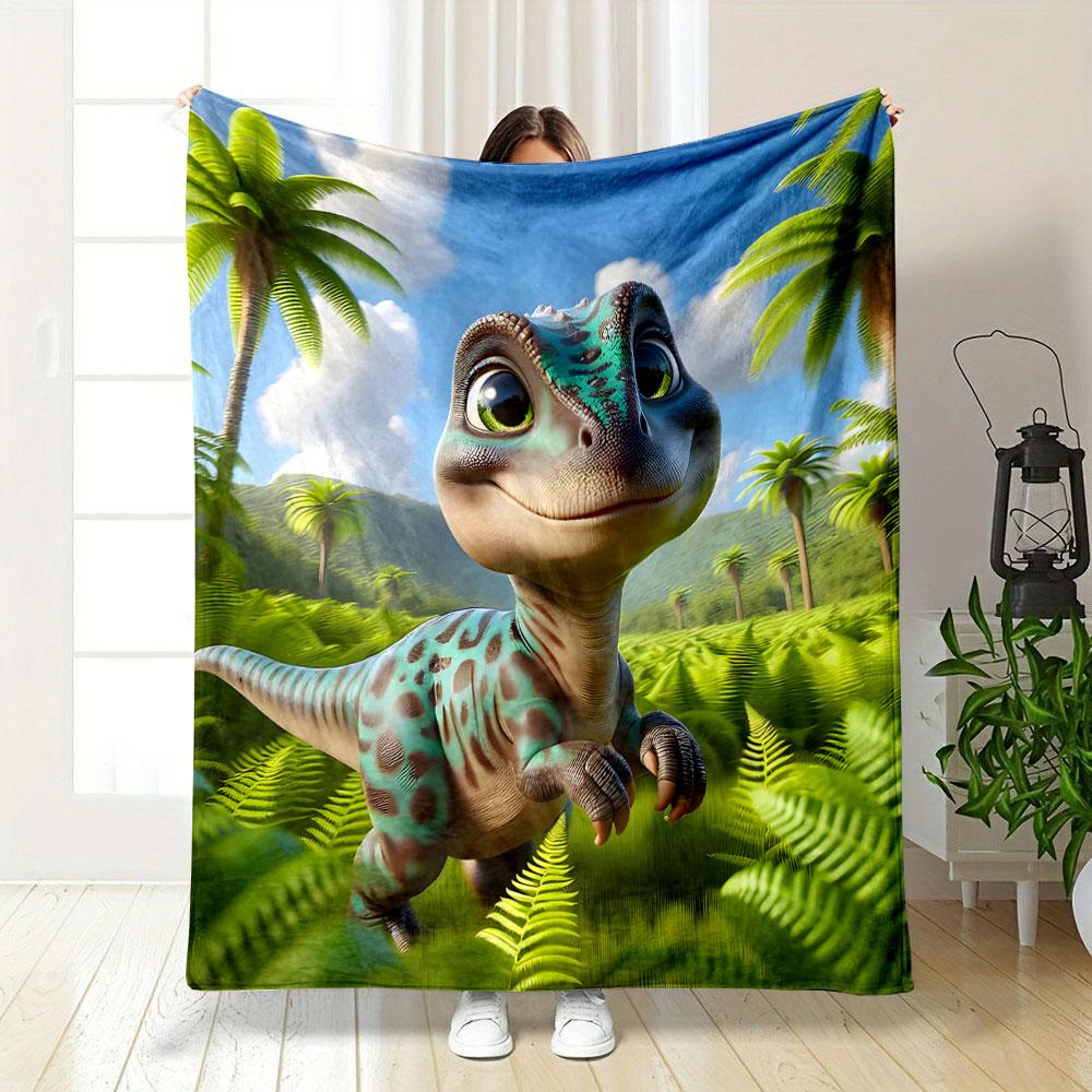 Cute Dinosaur in Tropical Paradise print blanket soft and cozy perfect for the living room bed sofa or a nap,gift