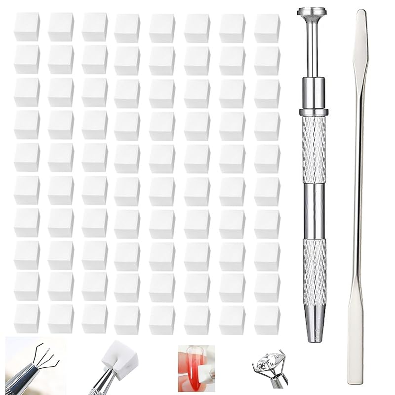 100Pcs Soft Nail Sponges for Ombre, Nail Art Tools, Nail Art Sponges with Grabbing Pen,Stir Spoon, Ombre Nail Brushes, Manicure Professional 100 Sponges+tools