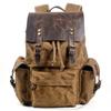 Men'S Backpack Canvas Casual Backpack Trendy Computer Bag Oil Wax Canvas With Leather Bag Trendy Street Style