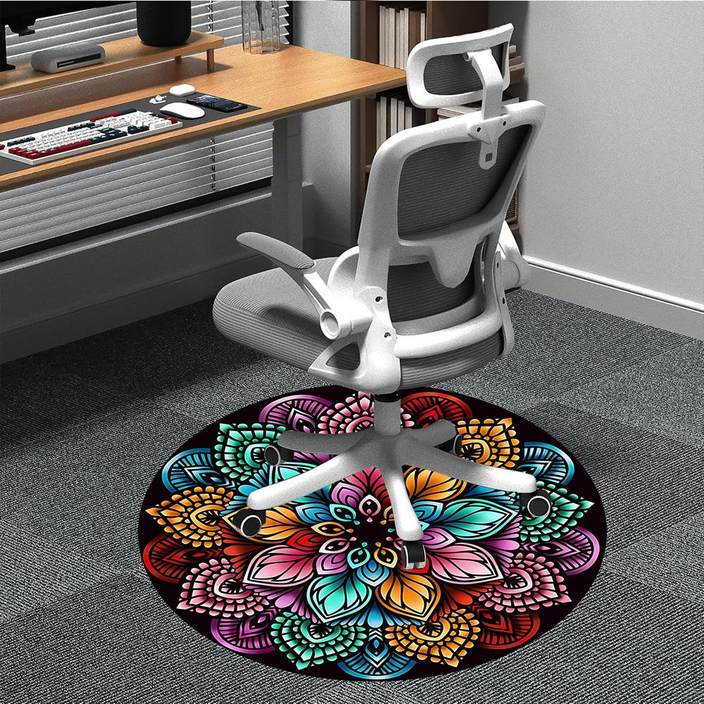 1 Stuhlteppich mit Mandala-Muster für Büro, weich, rutschfest, aus Polyester, geeignet für Büro, Eingangsbereich, Wohnzimmer, Schlafzimmer
