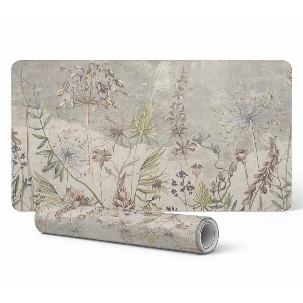 Protective Decorative Mat for Office Desk Plant Pattern Vintage 100X50 Cm