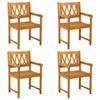 Garden Chairs 4 Pcs Natural Solid Acacia Wood