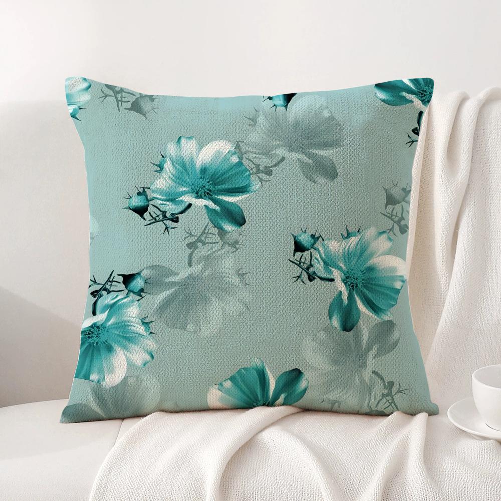 Classic Floral Print Cushion Cover Natural Linen Organic Fabric DoubleSided Printing Sofa Home Decor Gift Pillow Cover
