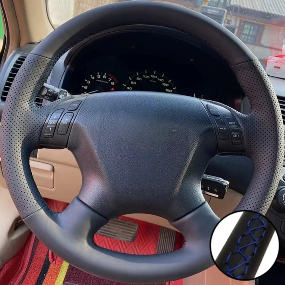 Hand-stitched Black Microfiber Leather 2003-2007 Odyssey 2005-2010 Steering Wheel Cover For Honda Accord 7 Car Accessories
