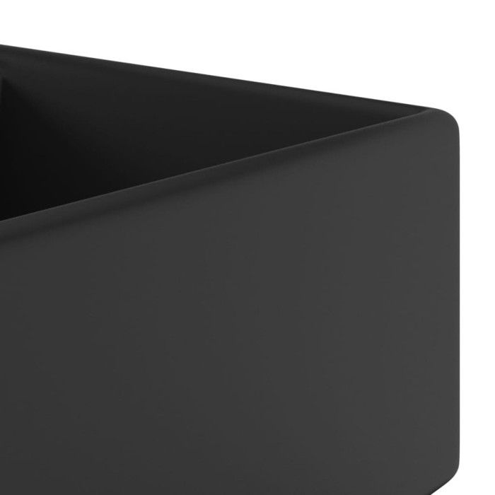 VidaXL Lavabo Carré de Luxe à Trop-plein Vasque à Poser de Toilette Lave-mains de Salle de Bain Salle Cosmétique Maison Noir 146953