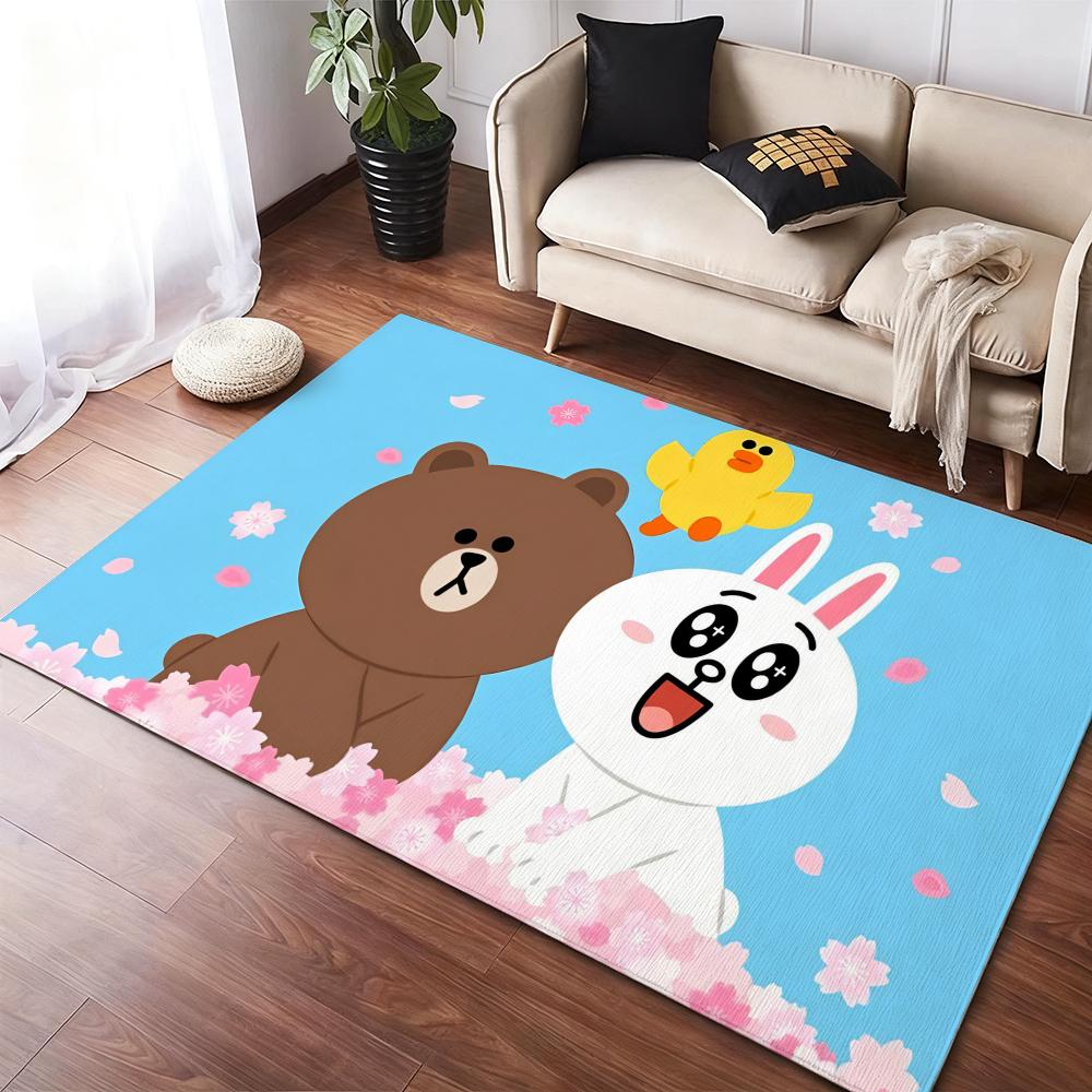 B-Brown And C-CONY Floor Mat Flannel Rugs Cozy Plush Thickened Soft Warm Winter Floor Mat Non Slip Living Room Home Indoor Use