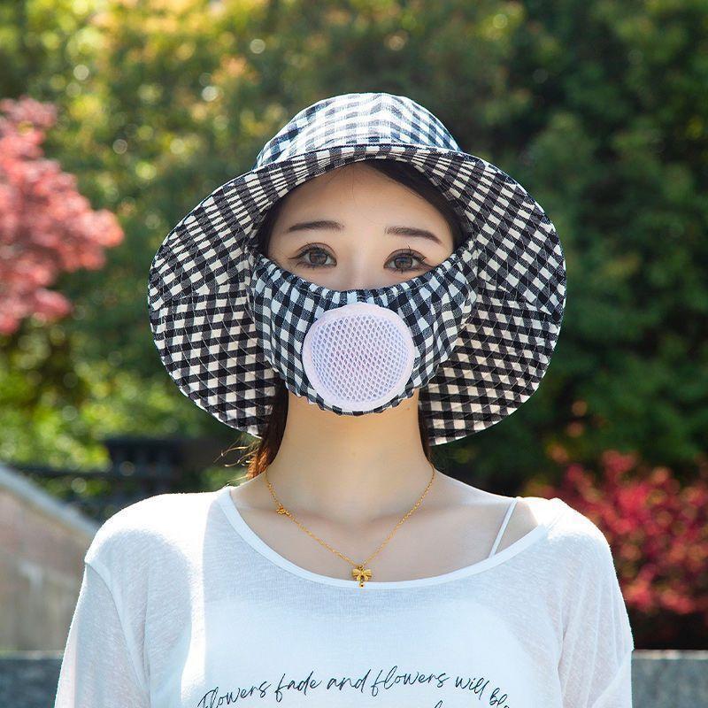 

Picking tea and working in the field, sunscreen hat with ventilation hole, mask integrated face covering, sunshade ultraviolet sun hat one size fits all
