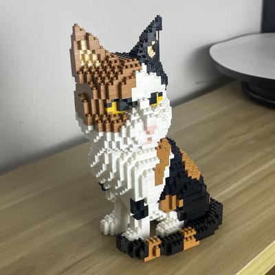 Entzückendes Katze Mini Modell Bausteine 4 Ausdrucksstarke Gesichter Option in Orange und Kuhmustern für Kinderspielzeug und Haustier-Fan