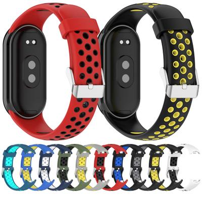 Pulseira de relógio de silicone ajustável, confortável, à prova d'água e durável, pulseira de substituição para Xiaomi Mi Band 8