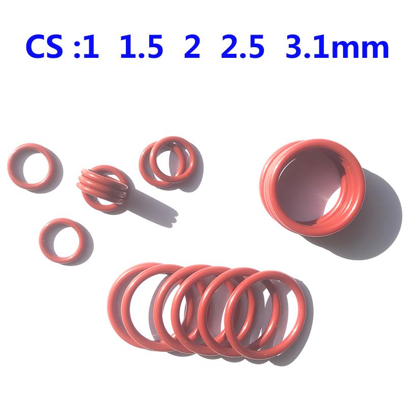 VMQ 100/50/20 Red Silicone VMQ O Ring Gasket CS :1/1.5/2/2.5/3.1mm Waterproof Insulated Rubber Silicon Rings  Sealing 20pcs