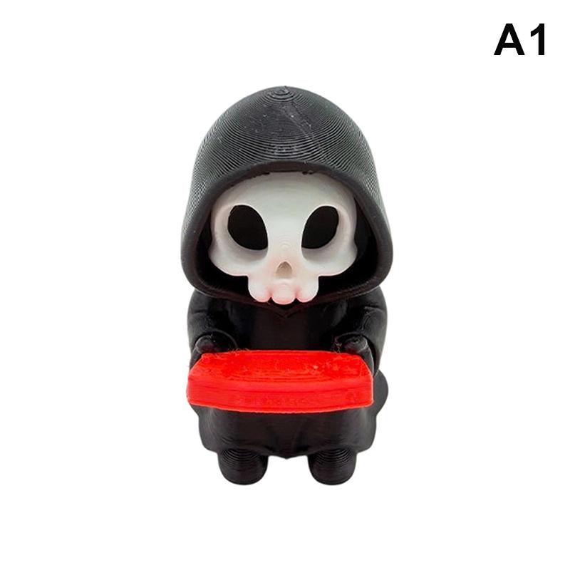 Small Gothic Grim Reaper Figurine Cute Resin Skeleton Statue Desk Decor for Home Office Gift for Gothic Fans A1