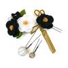 Hair Accessory Set of 3, Tsumami Zaiku Kanzashi for Coming-of-Age Ceremony, Furisode, Graduation, Yukata, Black Flower