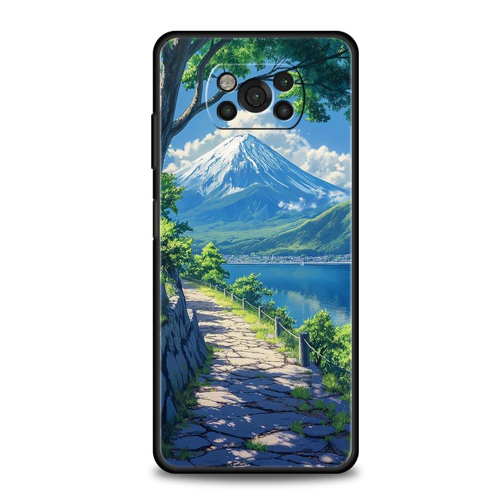 Phone Case For Xiaomi Poco X6 X5 X4 Pro 5G X3 NFC F5 F4 M5 M4 M3 F3 GT C51 C50 C55 Soft Silicone Black Cover Landscape Art