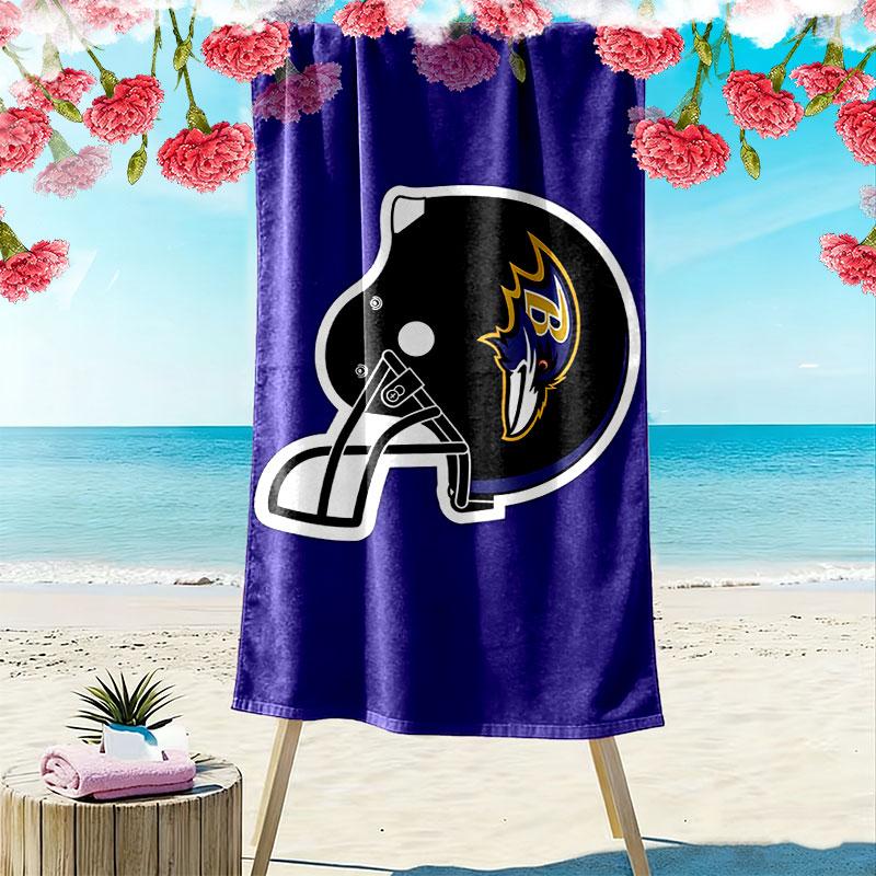 BAL Ravens Print Beach Towel, Large Soft Quick Dry Towel for Beach Camping Swimming