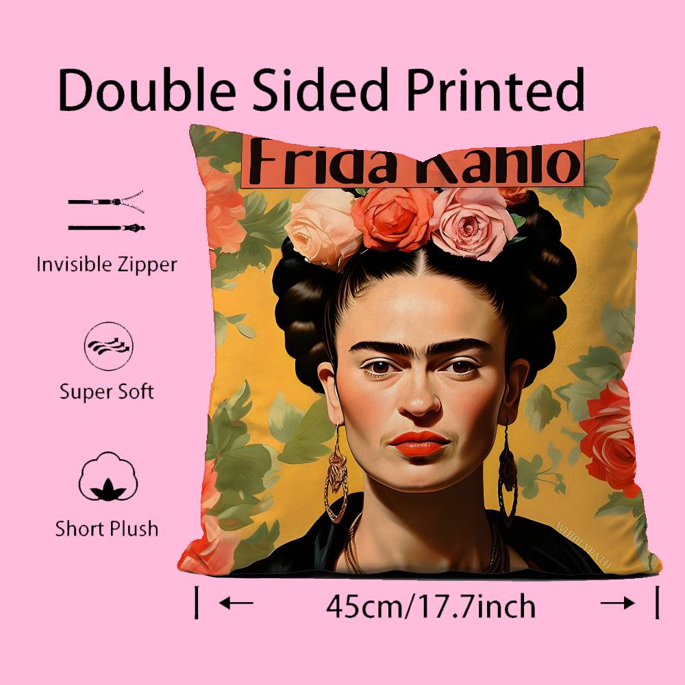 Federa Cuscino Artistica Anime F-Frida K-Kahlo Comfort Divano Letto Seta elegante Cerniera invisibile Personalizzata Copricuscino Decorativo