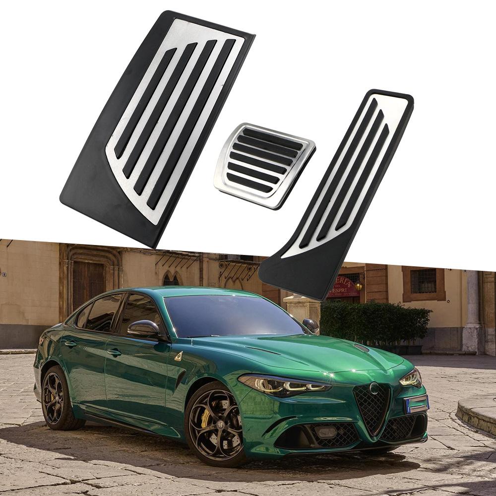 AT Sport Car Pedals for Alfa Romeo Giulia Stelvio 2016-2025 LHD Stainless Steel Gas Accelerator Brake Pedal Cover Pads Parts