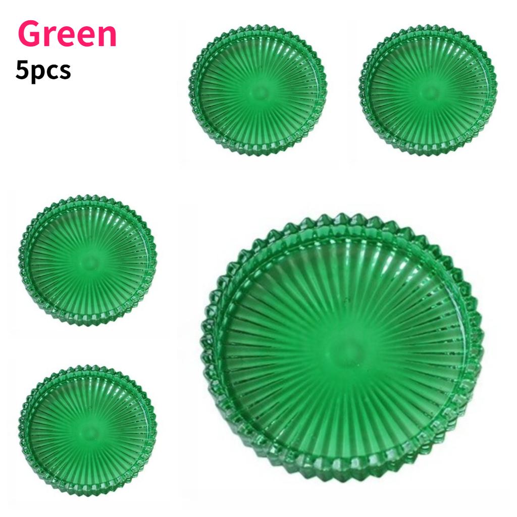 5 Pack Transparent Coaster Set Glass Round Crystal Coaster Drinks Coffee Table Decoration for Home Office Kitchen Bar Restaurant
