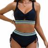 Damen Neuer High-Waist Kordelzug Webband Sexy Bikini Zweiteiliger Badeanzug