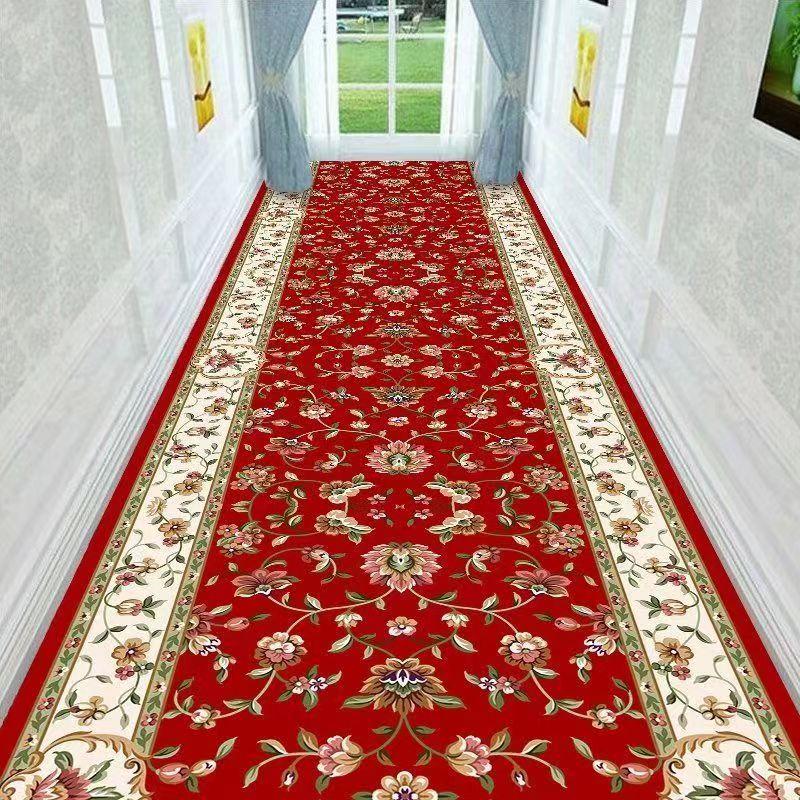 Classical Corridor Carpets Hallway Decor Chinese Style Long Runner for Aisle Passageway Decoration Home Red Carpet Washable Mats