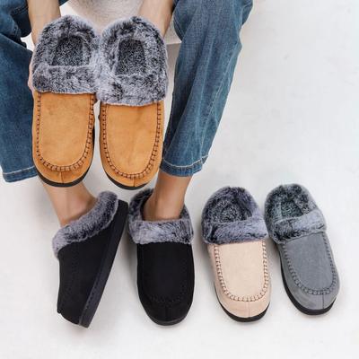 Zapatillas de Algodón Gruesas Antideslizantes para Hombre con Forro de Piel Descolorida para Uso Cálido en Exterior y en Casa