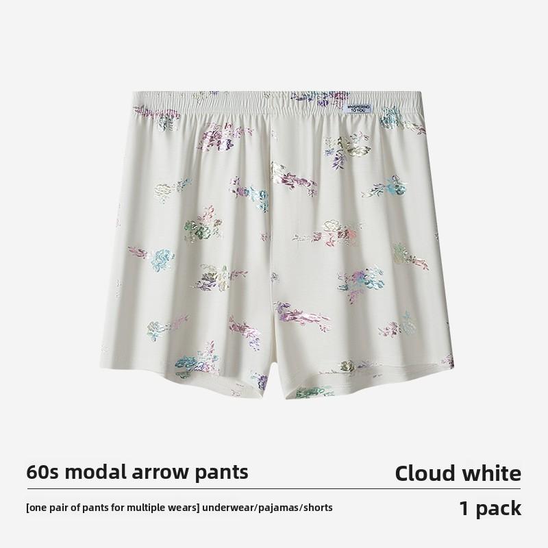 Large-size Men's Summer Trendy Gold-embroidered Floral Home-style Loose-fitting Sporty Four-cornered Underwear