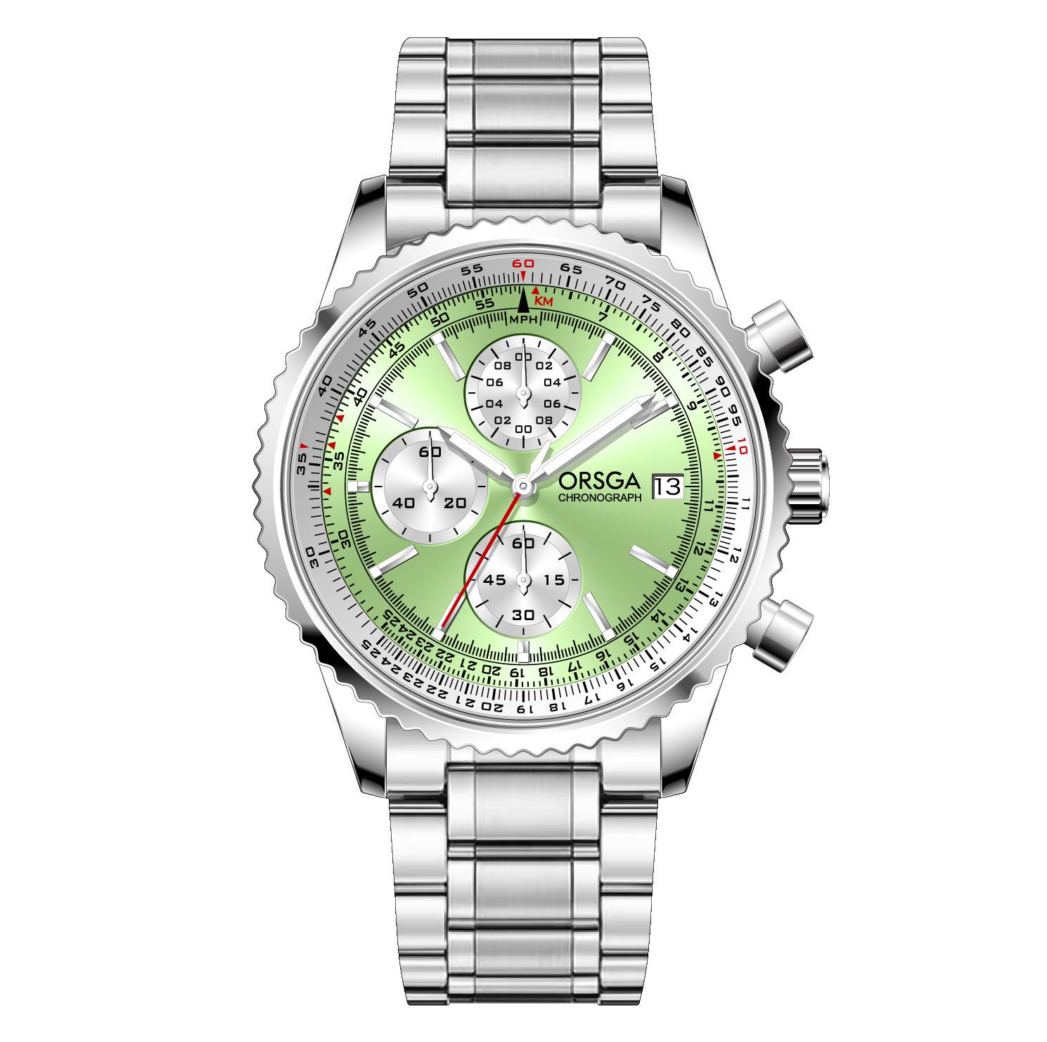 

Men s Luxury Chronograph Watch Multiple Colors Steel Band Quartz Wrist Watches Date Wateproof Business steel band світло-зелений колір