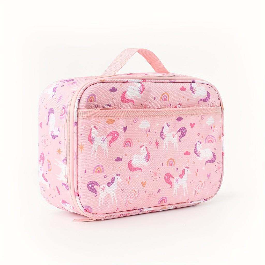 

Cartoon Unicorn Lunch Bag For Kids Portable Insulated Ice Pack For School And Outdoors рожевий