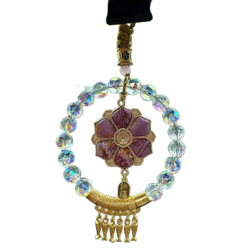 Cultural & Creative Sunflower Song Brocade Crystal Beads Car Hanging Ornament - Festival Koi Abundance Pendant