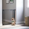 Druck-Hundegitter mit automatischer Schließung, Stahl und ABS, 75-82x76 cm, Schwarz