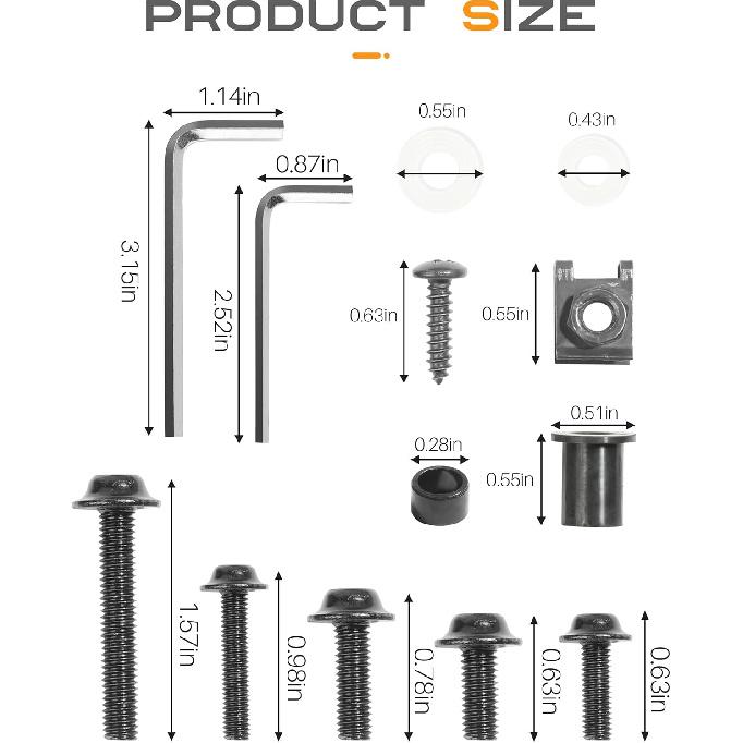 Motorcycle Fairing Bolt Kit,Car Accessories Fairing Bolt Kit,177 PCS Motorcycle Fairing Cowling Screws Bolts,Aluminum Fairing Bolts Nut Clips