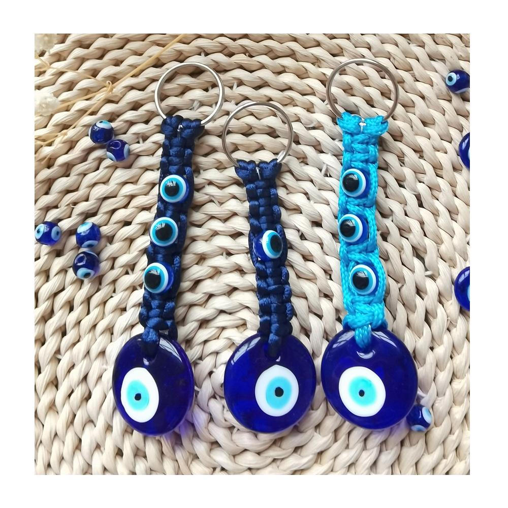 Evil Eye Amulet Keychain - Turkish Blue Eye Pendant for Bag & Car Decoration