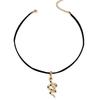 Vintage Gothic Short Flannel Snake Necklace, Black Trend Necklace Collar Collarbone Chain