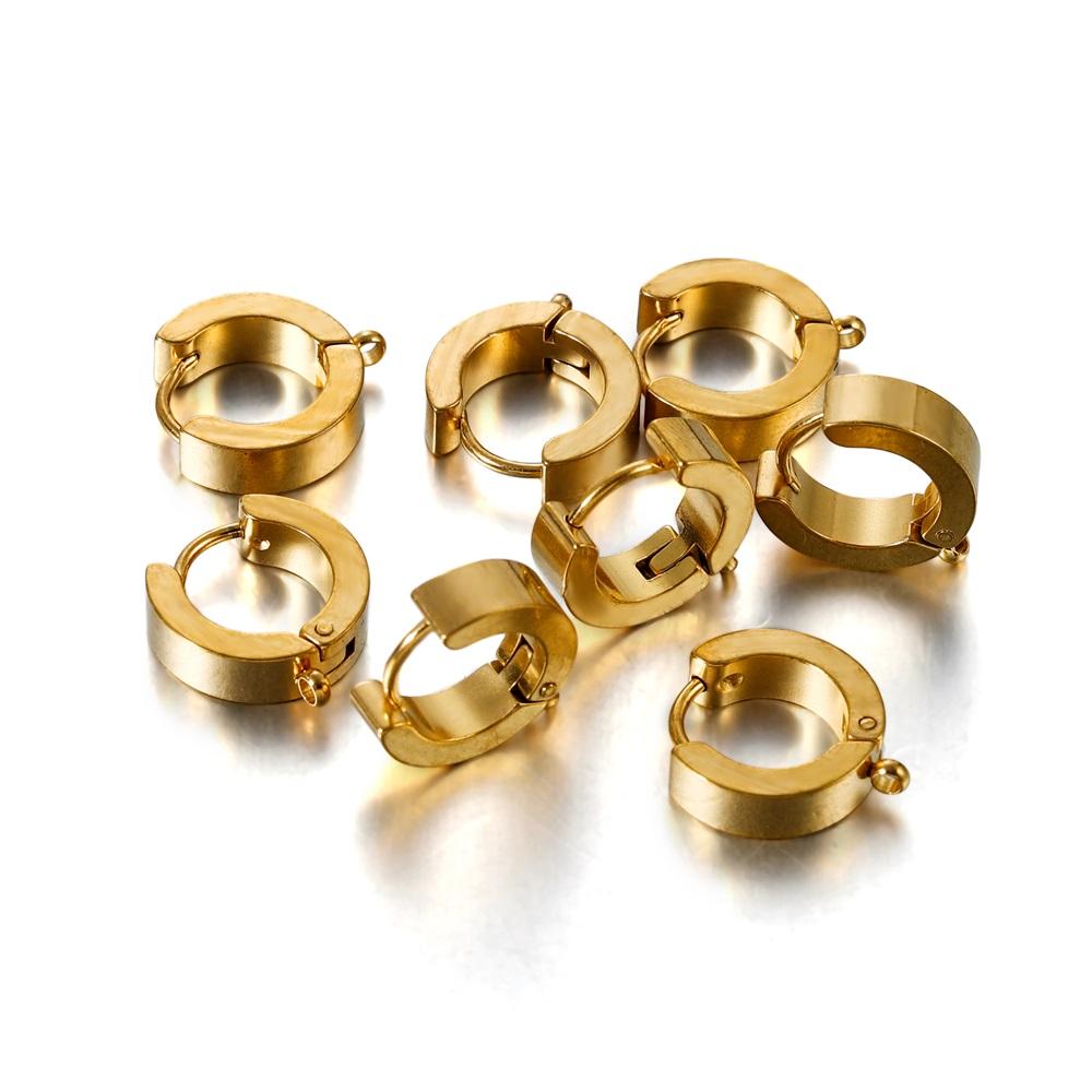 10pcs/lot Stainless Steel Gold Huggie Earring Hooks Ear Post Findings for Clips DIY  Jewelry Components Accessories