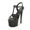 Fashion women patent leather sandals super high heels thin heels, sexy 16.5cm waterproof platform, hating the sky super high slippers