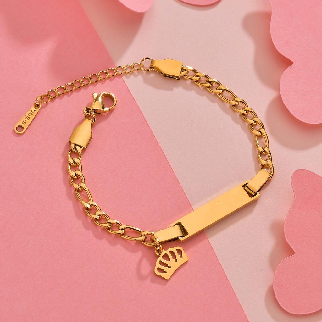 Atoztide Personalized Engrave Baby Name Heart Star Butterfly Date Bracelet Stainless Steel for Women Kid Link Chain Jewelry Gift