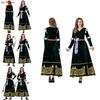 European Medieval Queen Costume With Green Velvet Cotton Fabric For Halloween Cosplay Party