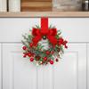 7 Inch Christmas Door Wreath with Bow Ribbon Red Berry Christmas Cabinet Wreath for Door Windows Wall Outdoor Xmas Decoration