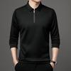 Men's Long Sleeve Half-Zip Polo Shirt - Casual Turn-Down Collar for Middle-Aged & Young