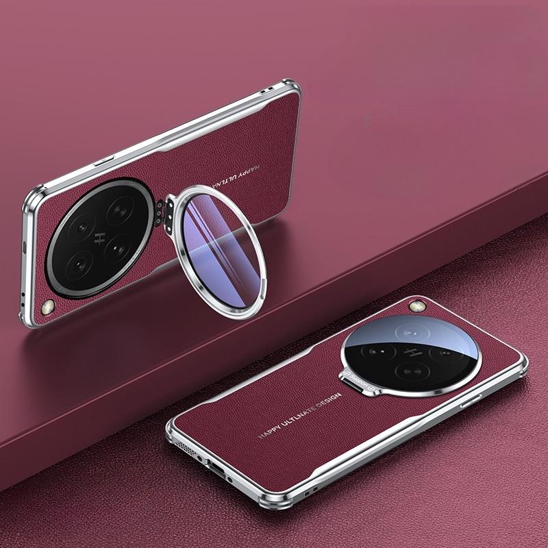 Luxus-Beschichtung Leder Metall Linsenhalter Hülle für OPPO Find X8 Ultra X8s Plus Stoßfester Bumper Schutzständer Abdeckung