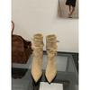 2025 Autumn and Winter New French Retro Pointed-toed Stiletto Short Boots Women's Suede Pleated Piled Boots High-heeled Western Boots