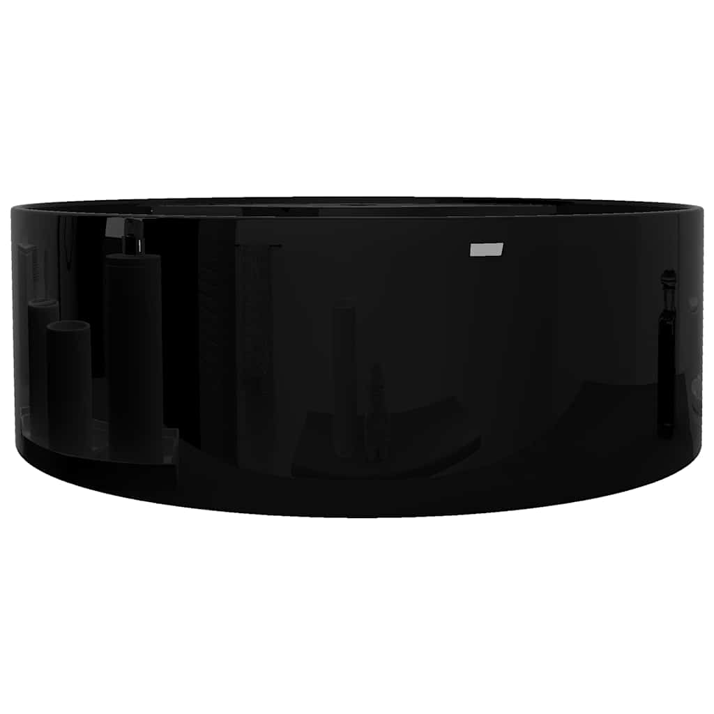 Vidaxl Lavatório Redondo Com Furo de Ladrão e Para Torneira, Preto