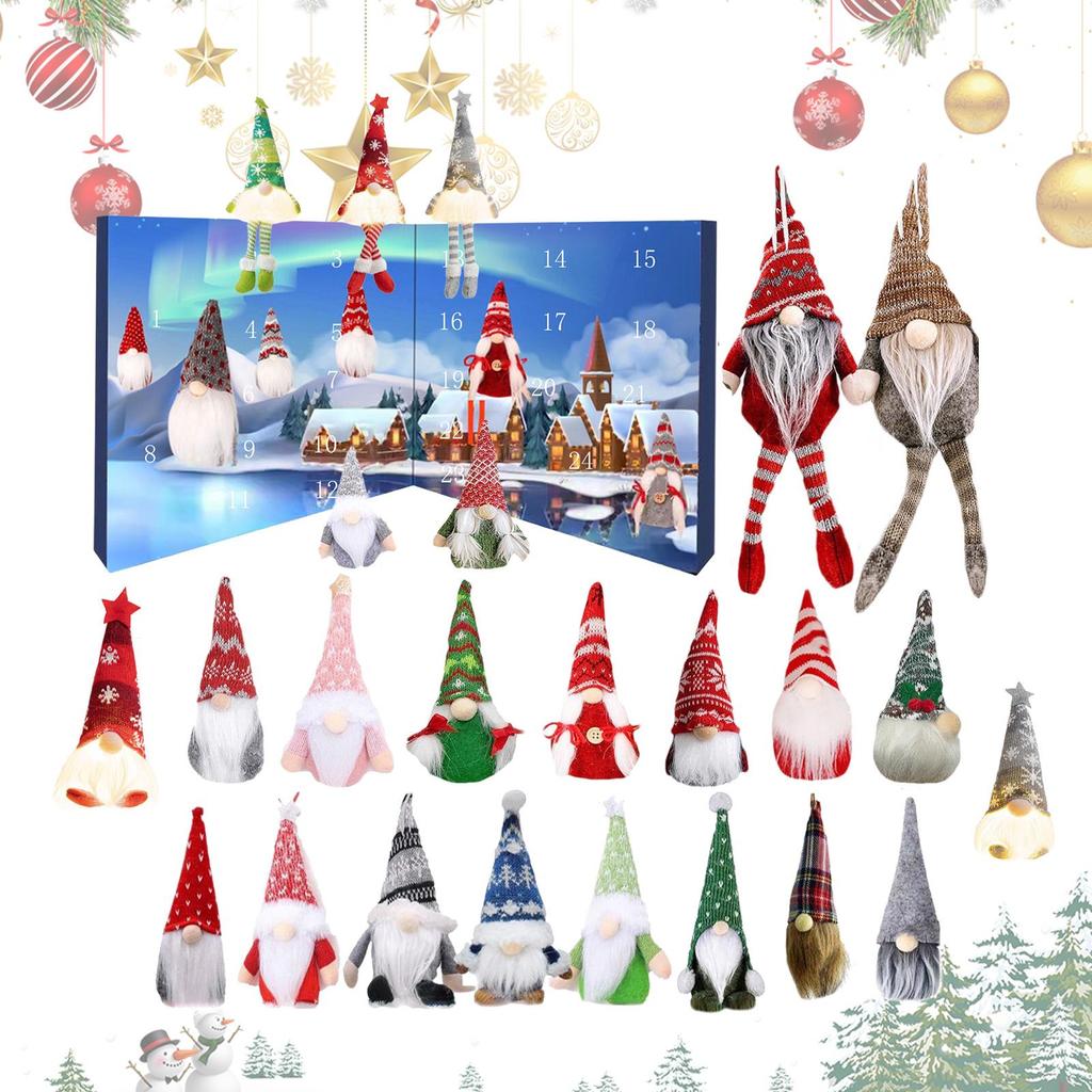 24-day Christmas Countdown Calendar Christmas Advent Calendar Gnome Dolls Plush Toy 2026 New Year Holidays Kids Party Gifts Box