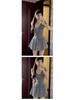 Retro French V-Neck Plaid Short Dress - Women's Slimming Summer Style