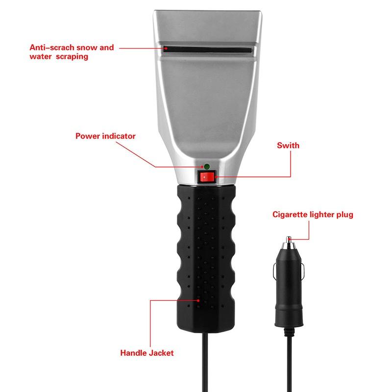Auto Heated Electric Windshield Ice Scraper Flashlight Snow Melter Car Removal