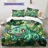 Bulbasaur Pattern Bedding Quilt Set Quilt Cover Pillowcase Home Decoration Birthday Gift (1 * Duvet Cover + 2 * Pillowcase, Without Core)