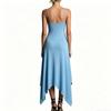 Women's Summer Sleeveless Dress Spaghetti Strap Irregular Hem High Split Backless Midi Dress Casual Beachwear
