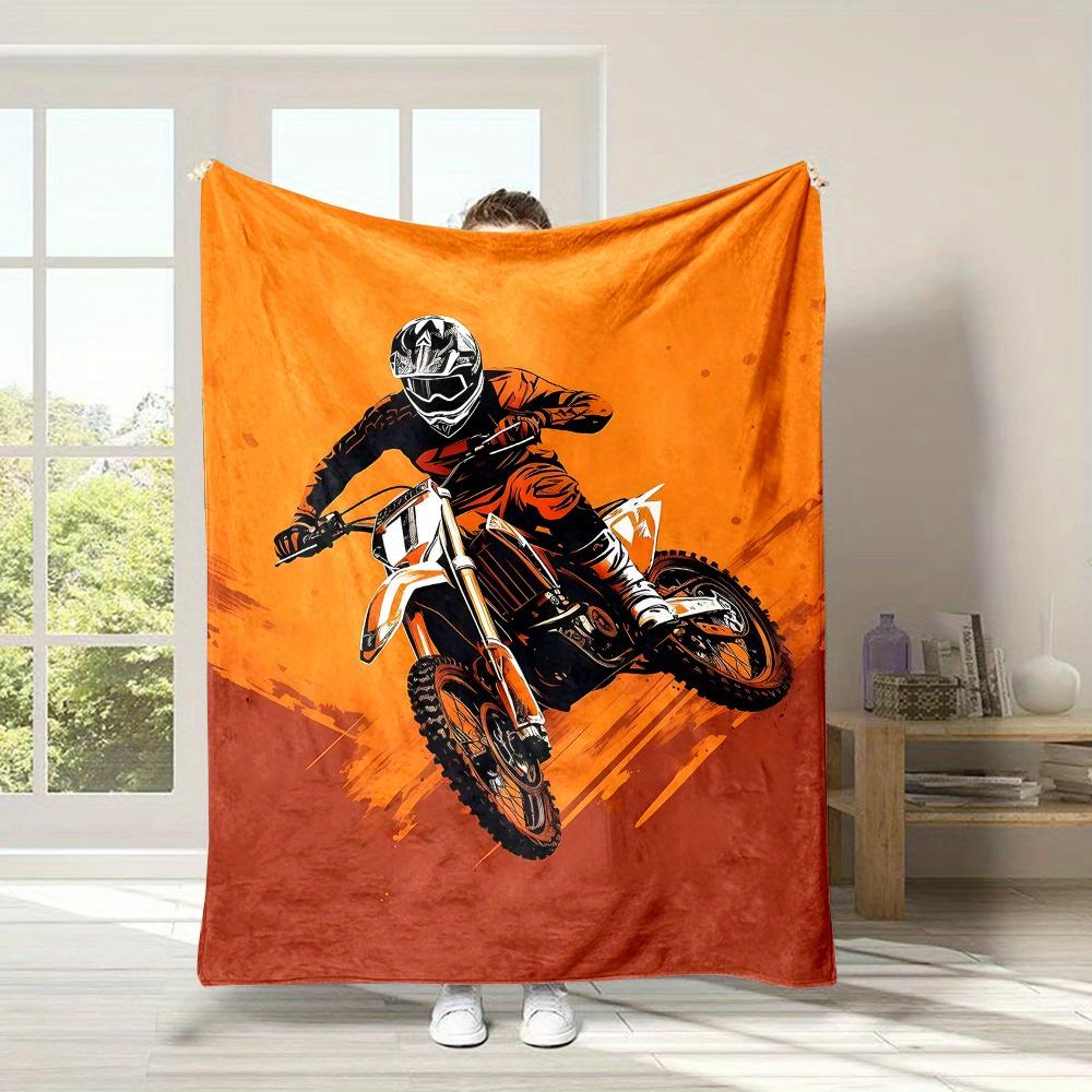 UltraSoft Flannel Throw Blanket with Graffiti Motorcycle Rider Design Perfect Gift for Boyfriend or Son Versatile for Couc